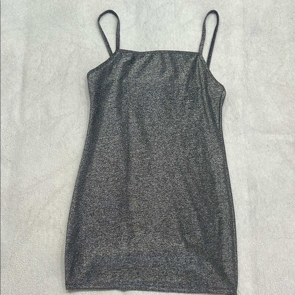 Elegant Black Silver Glittery Women's Mini Dress